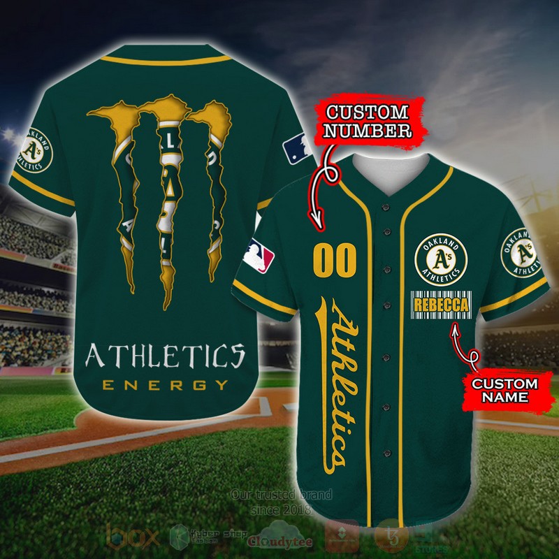 BEST Oakland Athletics, Monster Energy Custom AOP Baseball Jersey word2