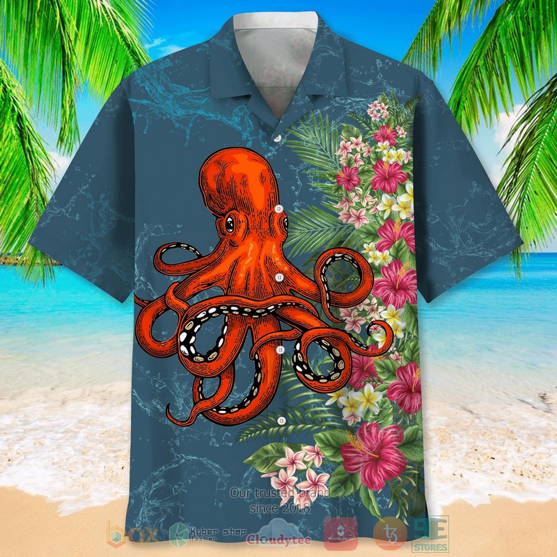 NEW Octopus Beach Flower Hawaiian Shirt 2 NEW Octopus Beach Flower Hawaiian Shirt word2