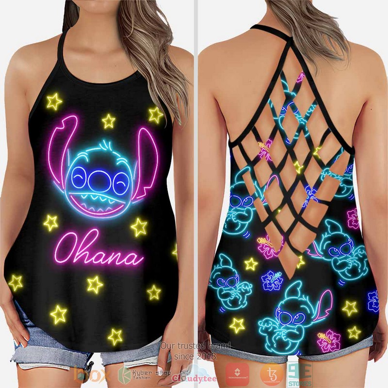 Ohana Stitch Criss Cross Tank Top 2 Ohana Stitch Criss Cross Tank Top word1