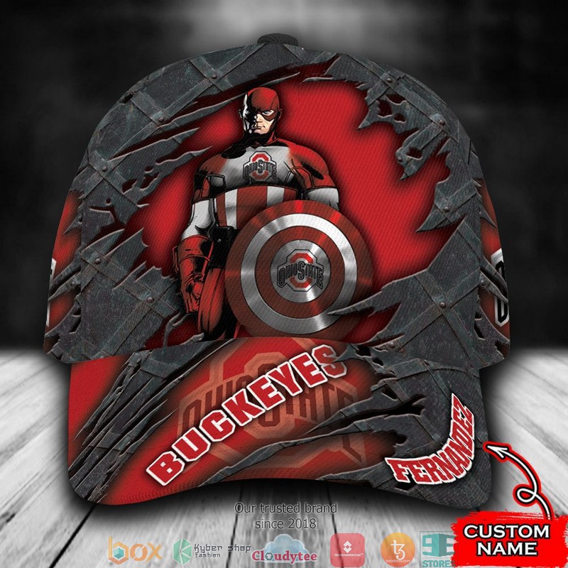 Ohio State Buckeyes Captain America NCAA1 Custom Name Cap word3