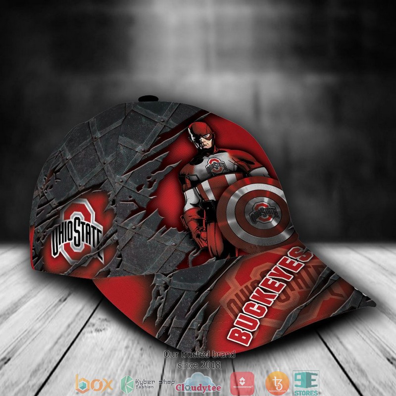 Ohio State Buckeyes Captain America NCAA1 Custom Name Cap 2 Ohio State Buckeyes Captain America NCAA1 Custom Name Cap word1