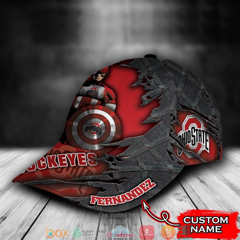 Ohio State Buckeyes Captain America NCAA1 Custom Name Cap 3 Ohio State Buckeyes Captain America NCAA1 Custom Name Cap word1