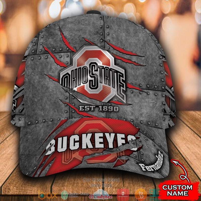 Ohio State Buckeyes Luxury NCAA1 Grey Custom Name Cap word2
