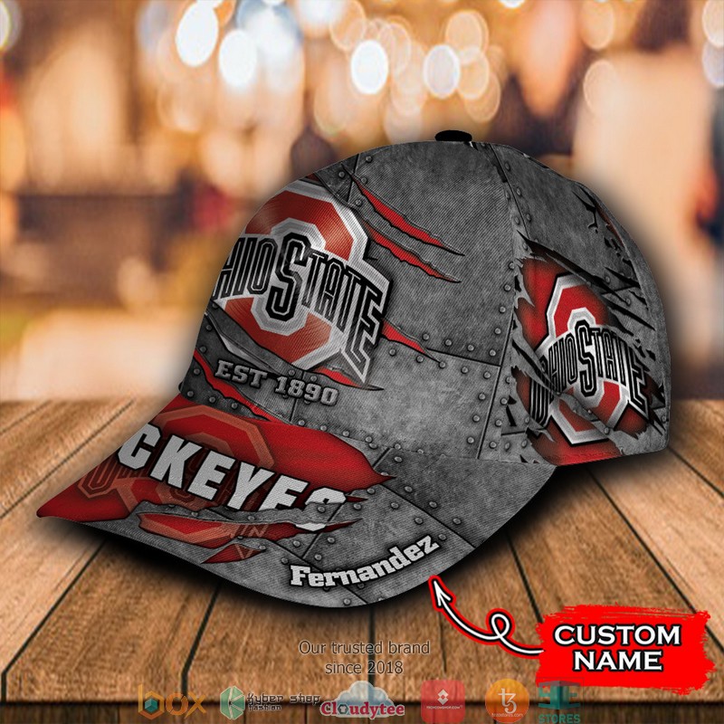 Ohio State Buckeyes Luxury NCAA1 Grey Custom Name Cap 3 Ohio State Buckeyes Luxury NCAA1 Grey Custom Name Cap word1