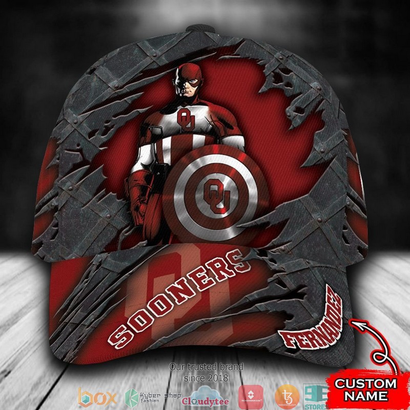 Oklahoma Sooners Captain America NCAA1 Custom Name Cap word3