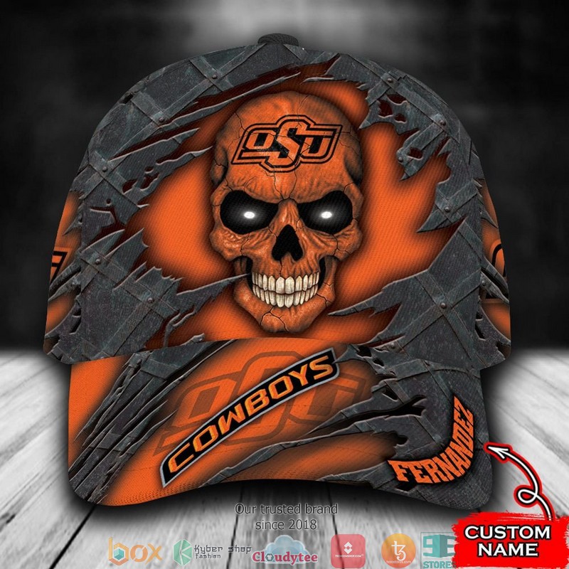 Oklahoma State Cowboys Skull NCAA1 Custom Name Cap word3