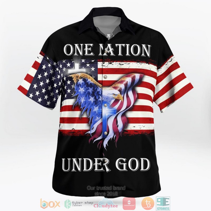 NEW One Nation Under God American Eagle Grommet Flag Aloha Shirt 2 NEW One Nation Under God American Eagle Grommet Flag Aloha Shirt word1