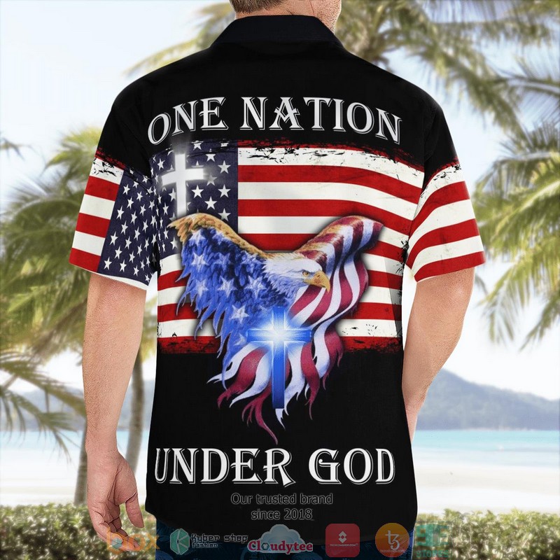 NEW One Nation Under God American Eagle Grommet Flag Aloha Shirt 4 NEW One Nation Under God American Eagle Grommet Flag Aloha Shirt word1