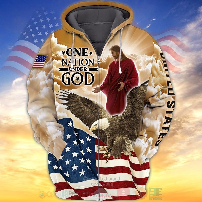BEST One Nation Under God Yellow Zip Hoodies