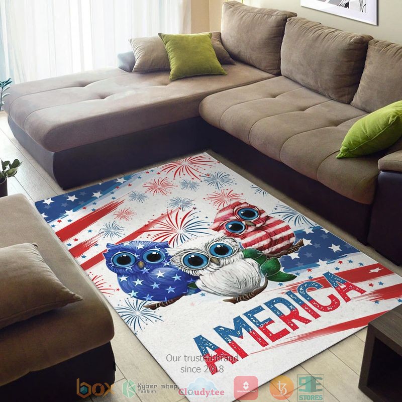 Owl America Independence day Rug