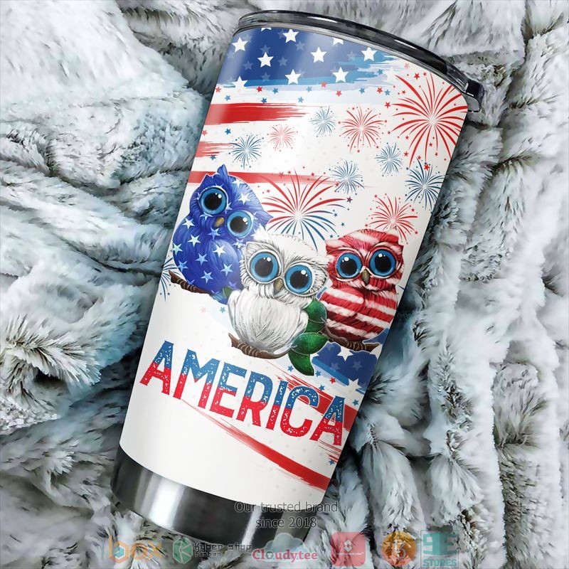 Owl America Independence day Tumbler