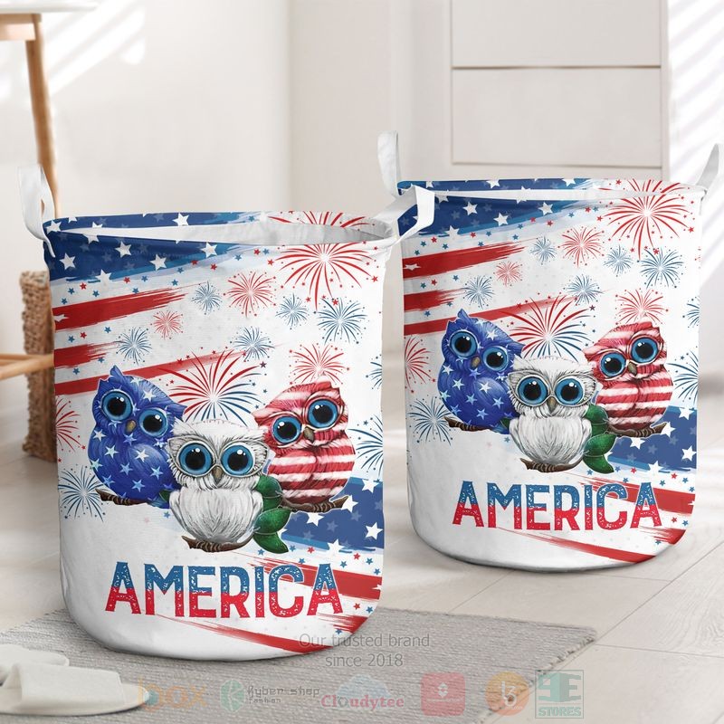 BEST Owl America Independence Day Clothes Basket