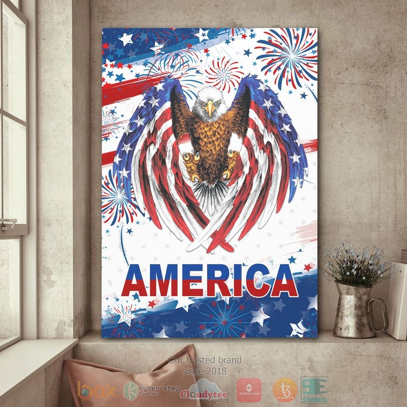 HOT Patriotic Eagle United States Flag America Independence Day Canvas