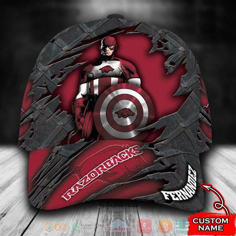 BEST Personalized Arkansas Razorbacks Captain America custom Hat 8 BEST Personalized Arkansas Razorbacks Captain America custom Hat word2
