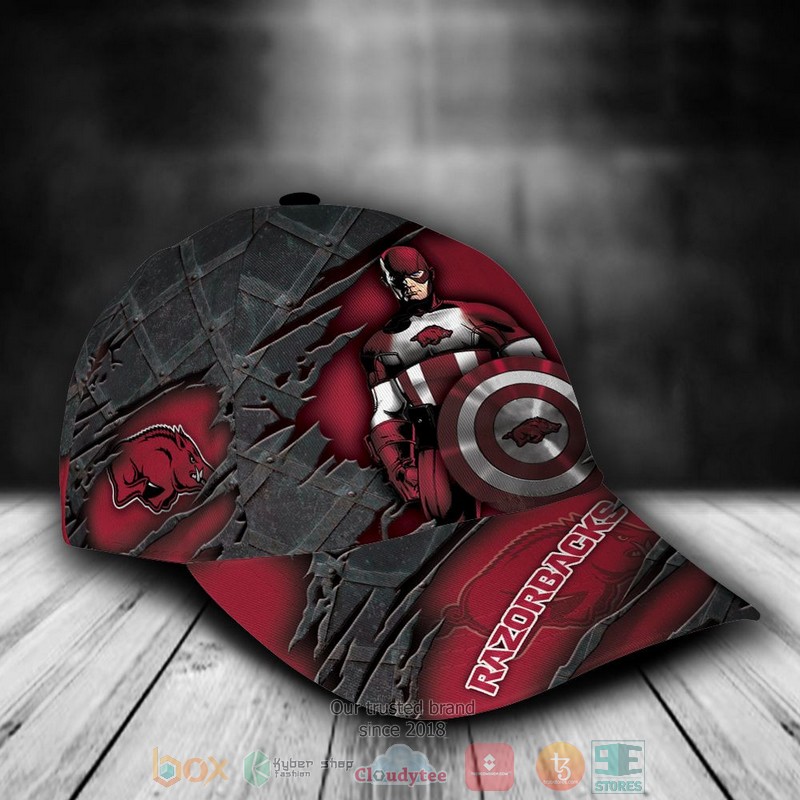 BEST Personalized Arkansas Razorbacks Captain America custom Hat 2 BEST Personalized Arkansas Razorbacks Captain America custom Hat word1