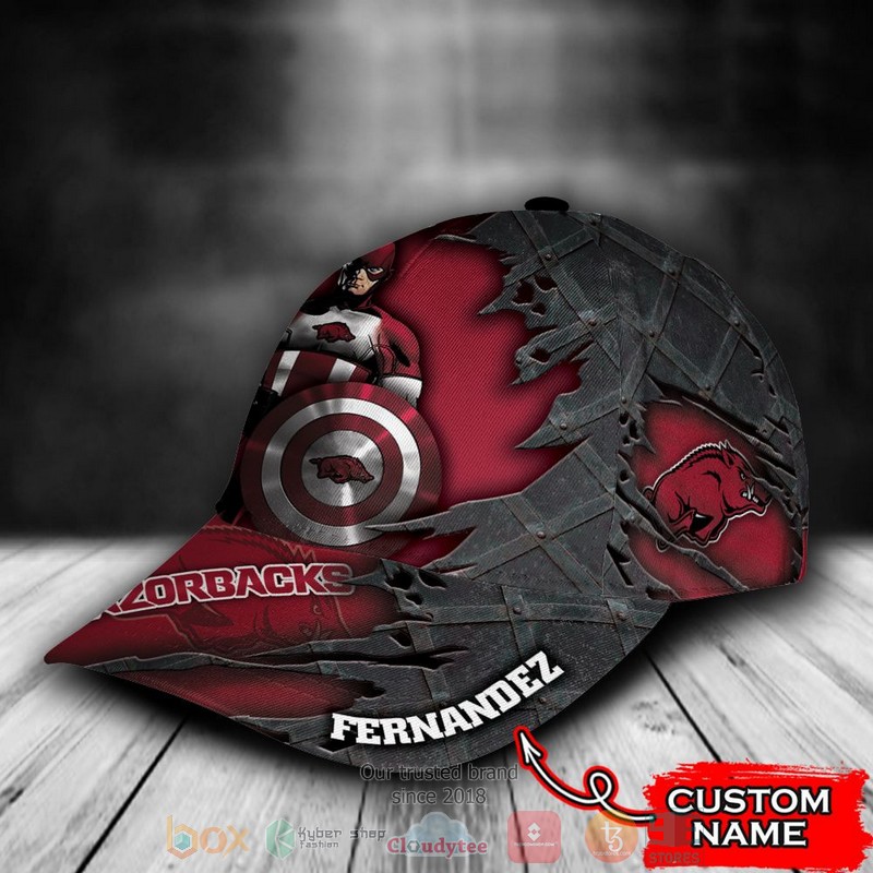 BEST Personalized Arkansas Razorbacks Captain America custom Hat 3 BEST Personalized Arkansas Razorbacks Captain America custom Hat word1