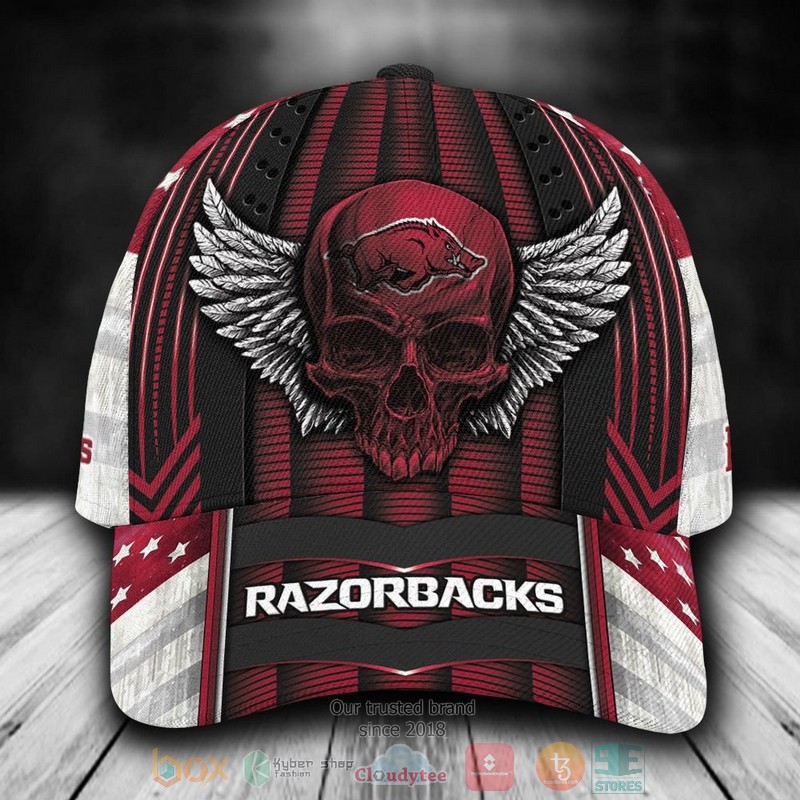 BEST Personalized Arkansas Razorbacks Skull Wing custom Hat word1