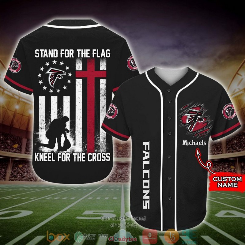 Personalized Atlanta Falcons NFL Stand for the flag Baseball Jersey Shirt word3