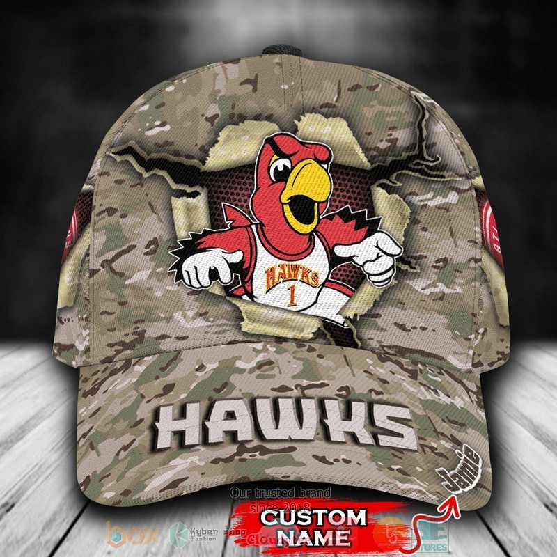 NEW Atlanta Hawks Camo Mascot Custom name Cap Hat 9 NEW Atlanta Hawks Camo Mascot Custom name Cap Hat word3