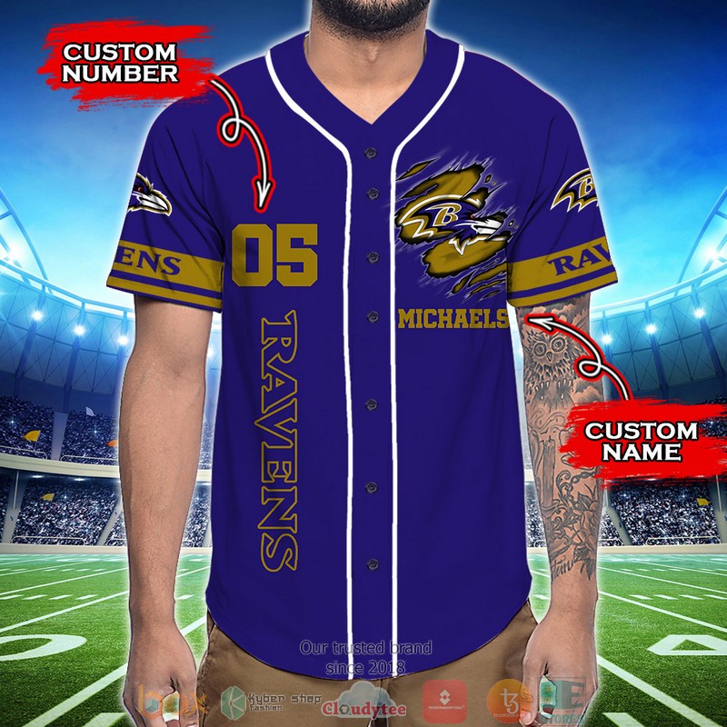 Personalized Baltimore Ravens NFL God First Family Second then Baseball Jersey Shirt word3