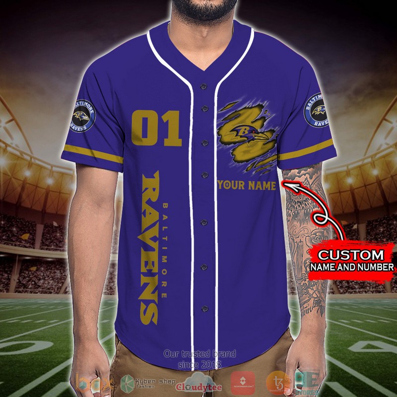 Personalized Baltimore Ravens NFL Wings Skull Baseball Jersey Shirt 2 Personalized Baltimore Ravens NFL Wings Skull Baseball Jersey Shirt word2