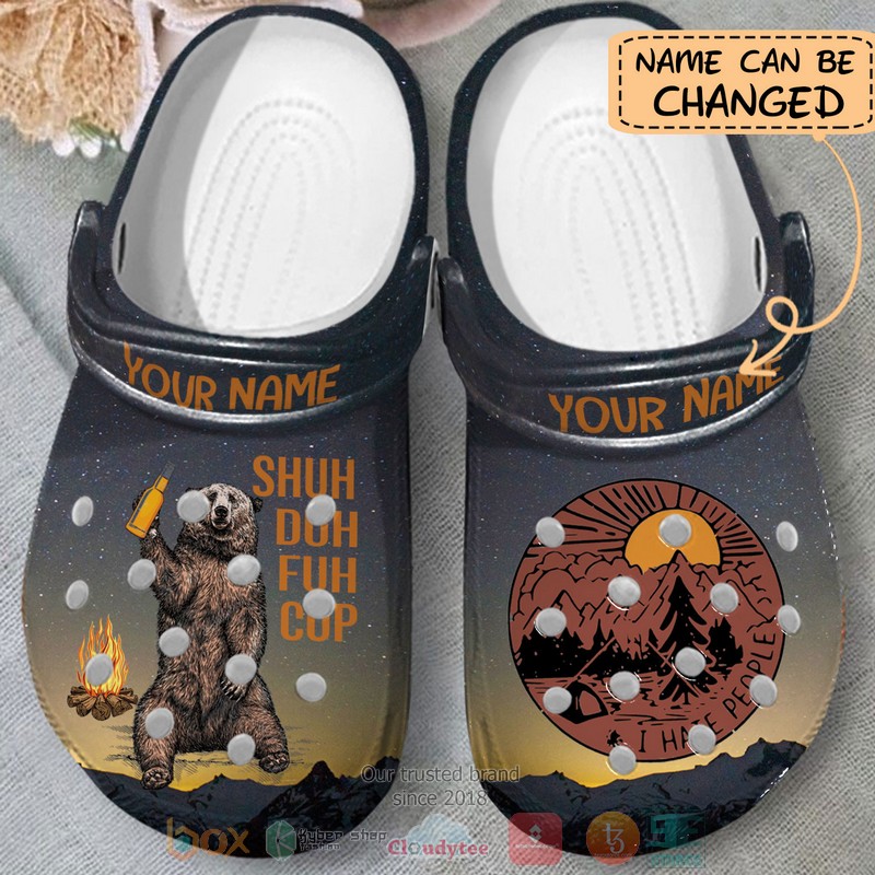NEW Personalized Bear Shuh Duh Fuh Cup custom Crocs Crocband Clog word2