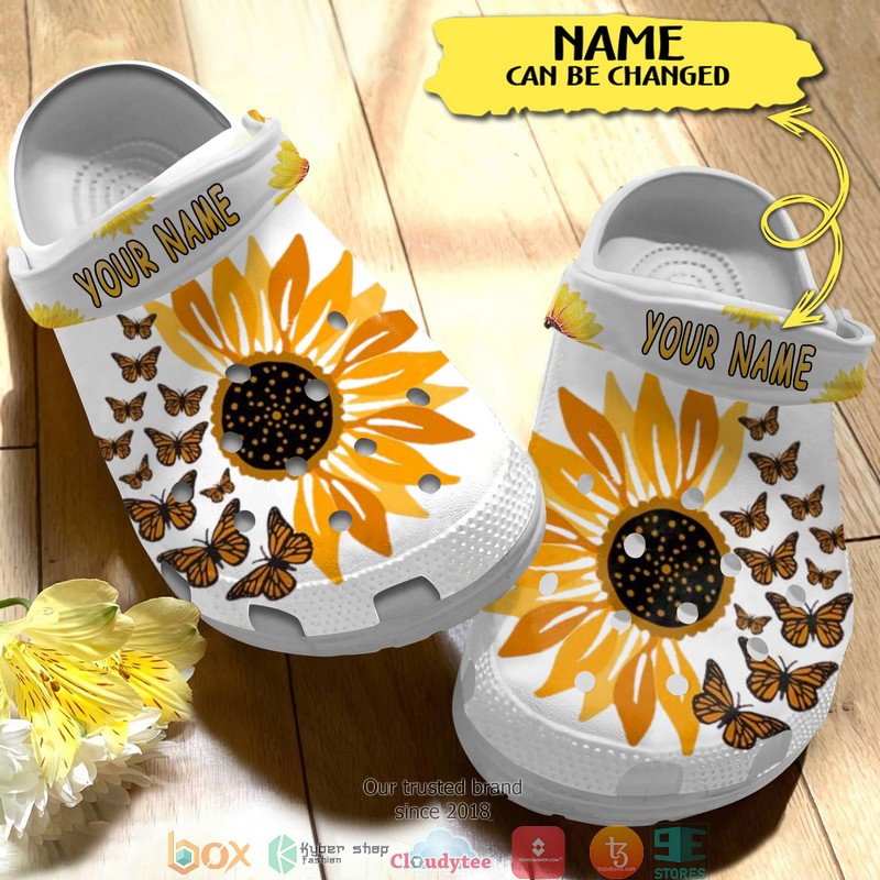 Personalized Butterfly Sunflower Crocband Shoes 3 Personalized Butterfly Sunflower Crocband Shoes word2