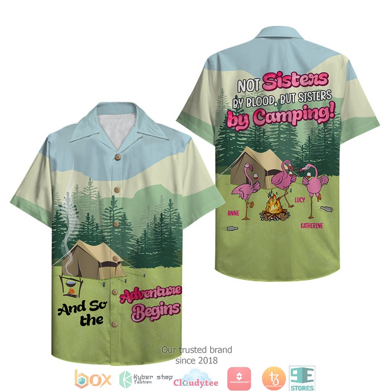 Personalized Camping Flamingo Not Sisters By Blood Hawaiian shirt 3 Personalized Camping Flamingo Not Sisters By Blood Hawaiian shirt word1