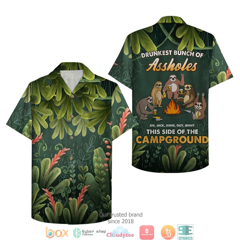 Personalized Camping Sloth Drunkest Bunch Of Assholes Hawaiian shirt