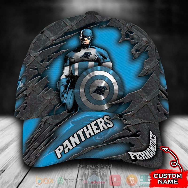 BEST Personalized Carolina Panthers Captain America custom Hat word3
