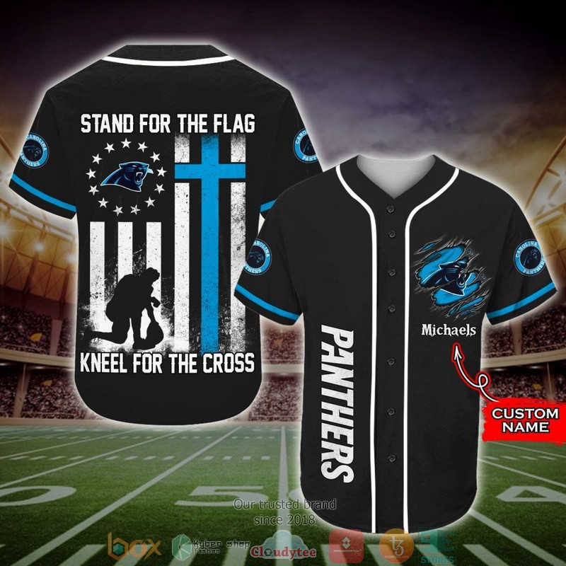 Personalized Carolina Panthers NFL Stand for the flag Baseball Jersey Shirt 1 Personalized Carolina Panthers NFL Stand for the flag Baseball Jersey Shirt word1