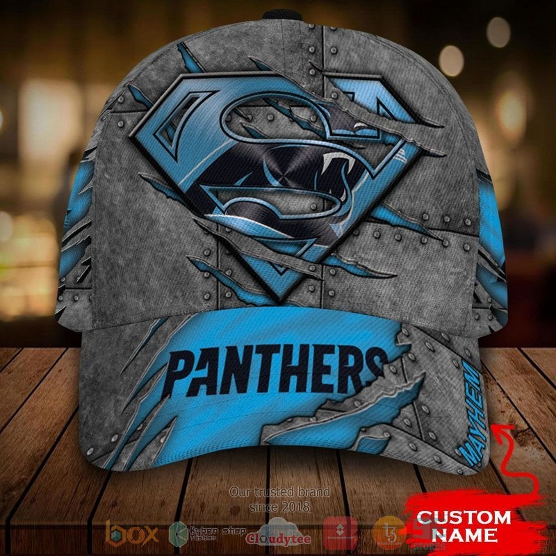 NEW Carolina Panthers Superman Custom name Cap Hat word2
