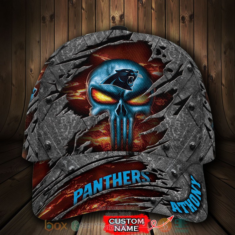 NEW Carolina Panthers Skull Custom name Cap Hat 1 NEW Carolina Panthers Skull Custom name Cap Hat word1