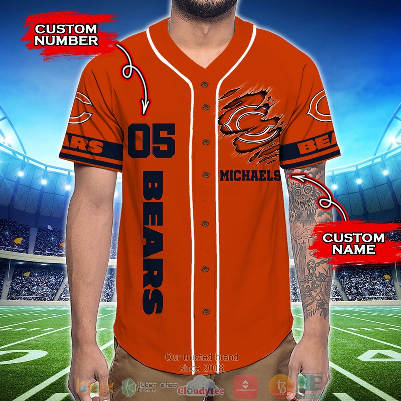 Personalized Chicago Bears NFL God First Family Second then Baseball Jersey Shirt word2