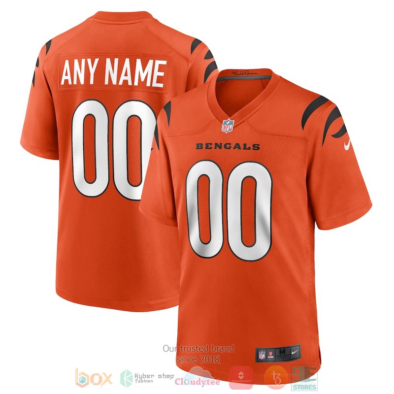 NEW Personalized Cincinnati Bengals Orange Alternate Game Custom Football Jersey word1