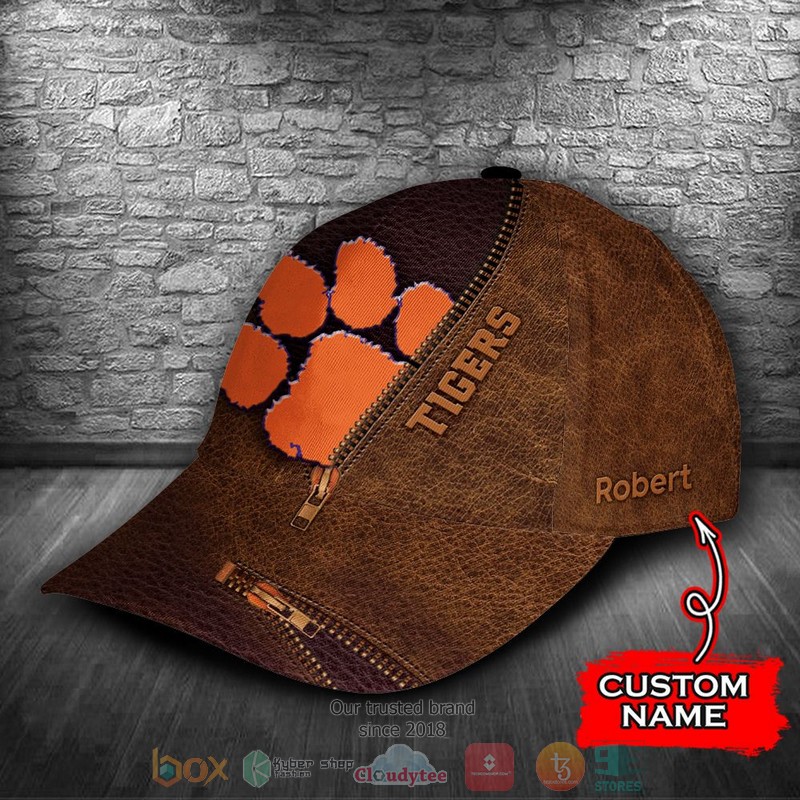 NEW Clemson Tigers zipper brown Custom name Cap Hat 3 NEW Clemson Tigers zipper brown Custom name Cap Hat word1