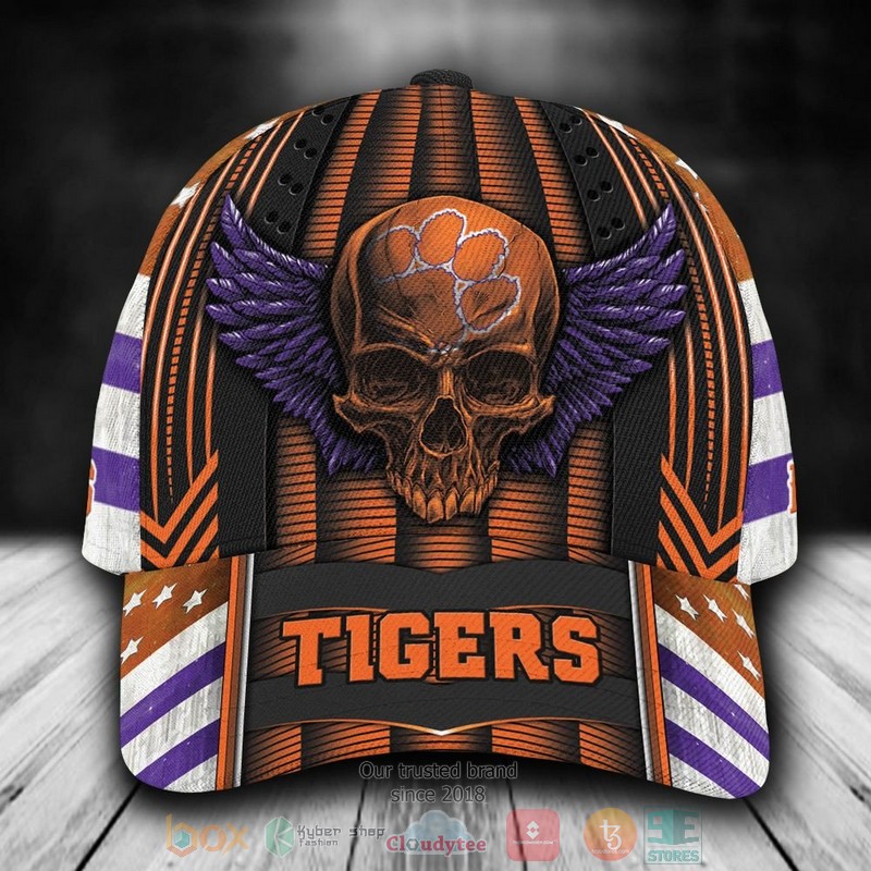 BEST Personalized Clemson Tigers Skull Wing custom Hat word2