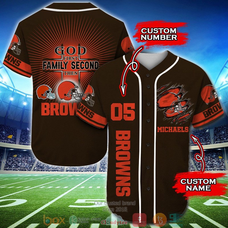 Personalized Cleveland Browns NFL God First Family Second then Baseball Jersey Shirt 2 Personalized Cleveland Browns NFL God First Family Second then Baseball Jersey Shirt word2