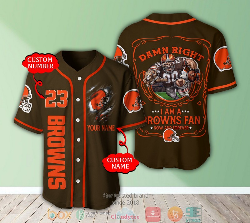 Personalized Cleveland Browns NFL I am a Browns fan Baseball Jersey Shirt word3