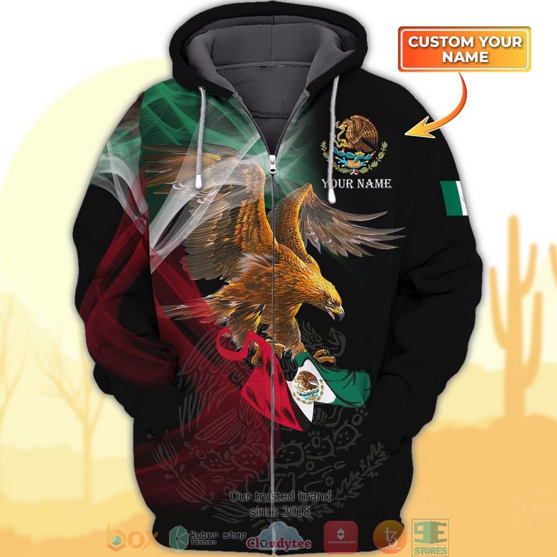NEW Personalized Coat of Arms Mexico flag custom black Zip Hoodie word3