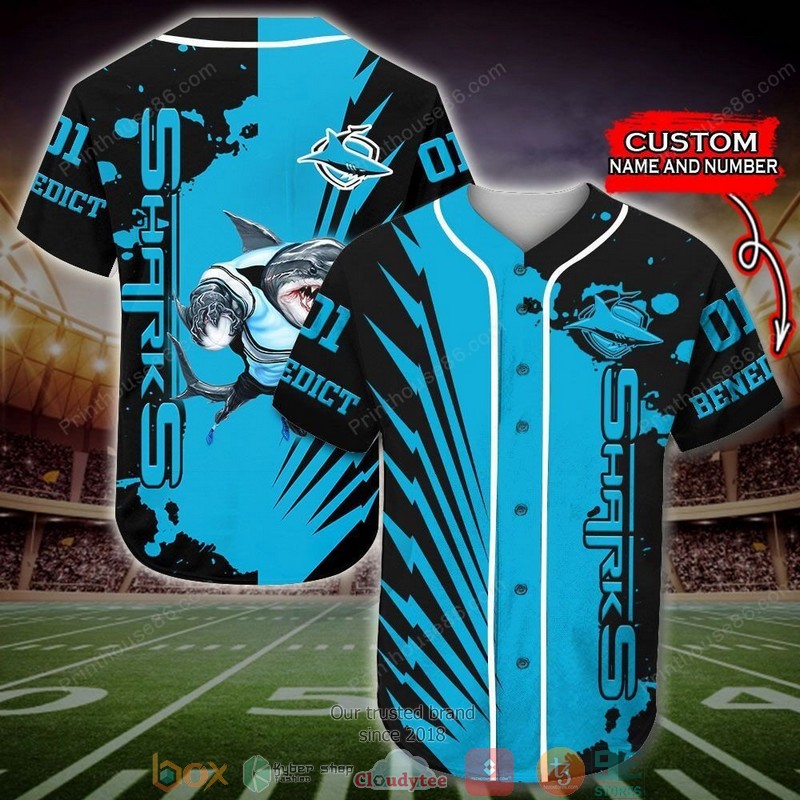 Personalized Cronulla-Sutherland Sharks NRL Baseball Jersey Shirt word1