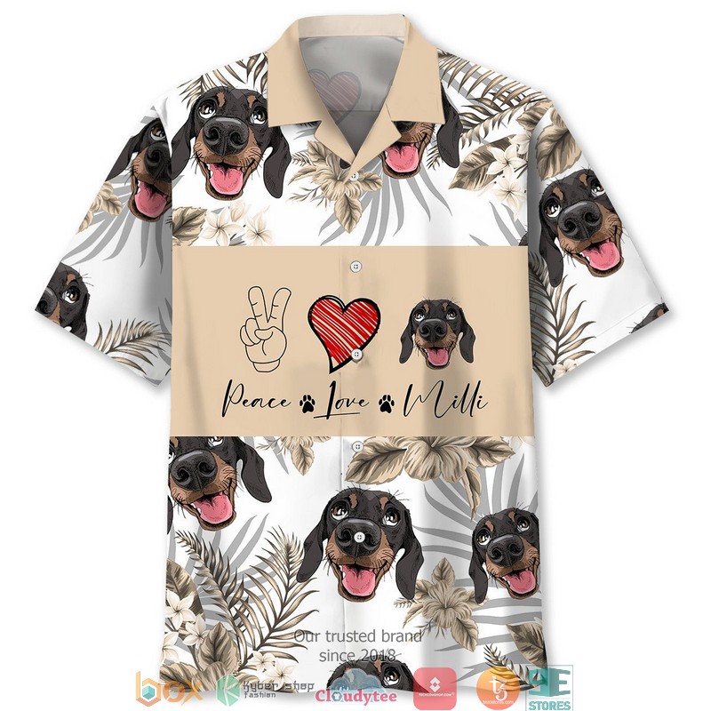 Personalized Dachshund Peace Love Hawaiian Shirt 11