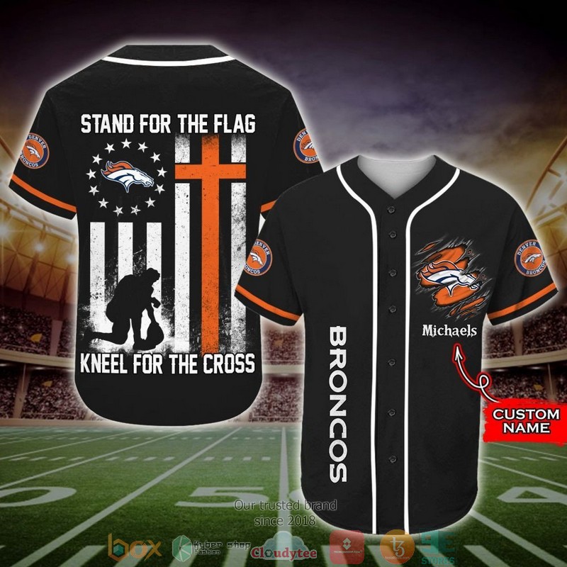 Personalized Denver Broncos NFL Stand for the flag Baseball Jersey Shirt word2