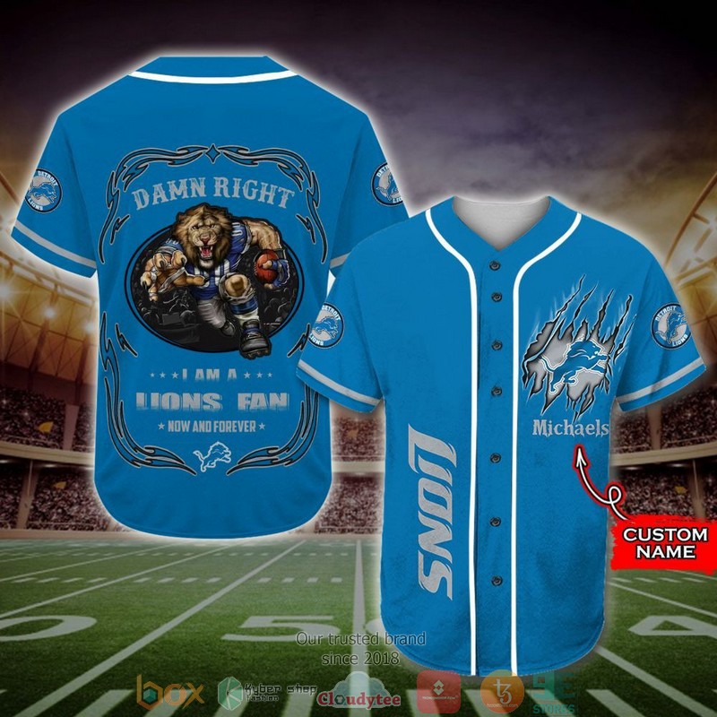 Personalized Detroit Lions Mascot NFL Baseball Jersey Shirt word3