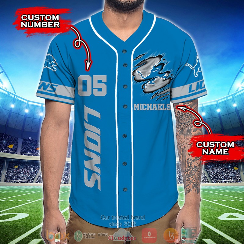 Personalized Detroit Lions NFL God First Family Second then Baseball Jersey Shirt word3