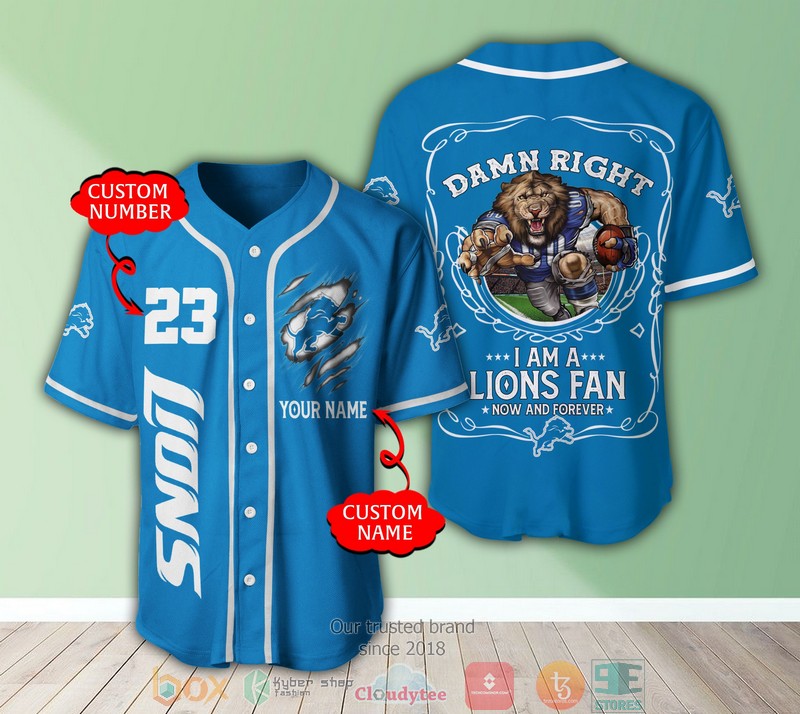 Personalized Detroit Lions NFL I am a Lions fan Baseball Jersey Shirt word2