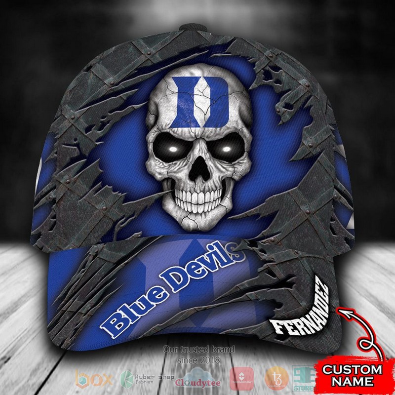 Best Personalized Duke Blue Devils Skull Custom Hat Word3