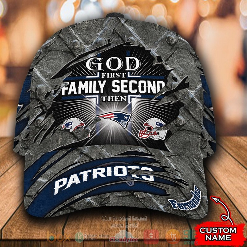 BEST Personalized God First Family Second Then New England Patriots custom Hat word2