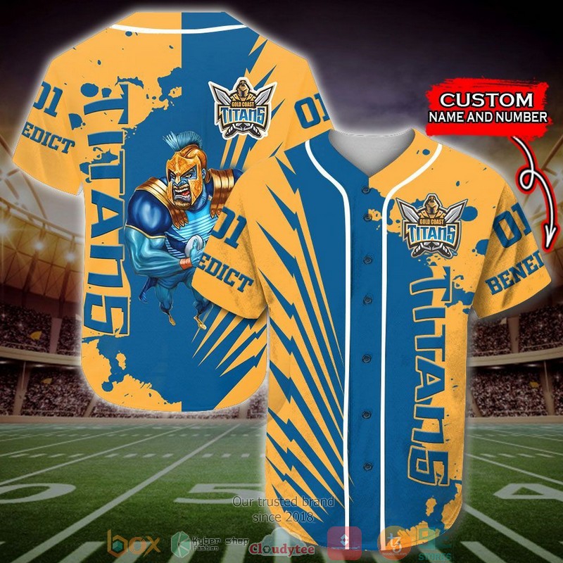 Personalized Gold Coast Titans NRL Baseball Jersey Shirt word2
