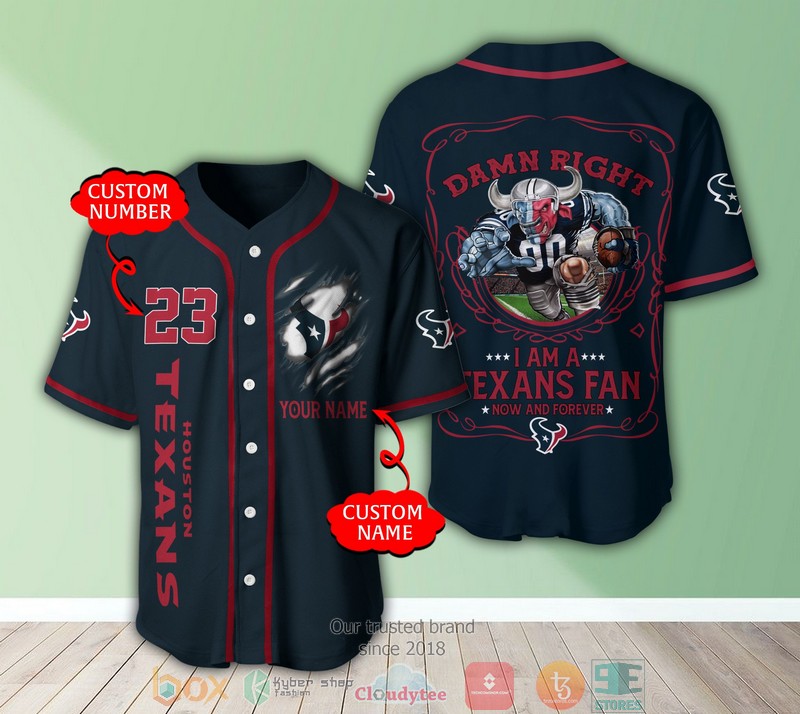 Personalized Houston Texans NFL I am a Texans fan Baseball Jersey Shirt word2